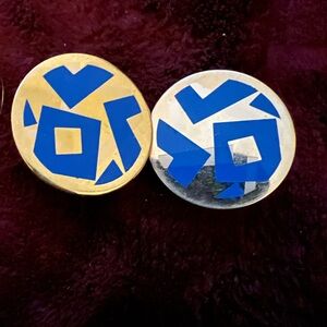 Geometric Blue and Gold Earrings Avon vintage